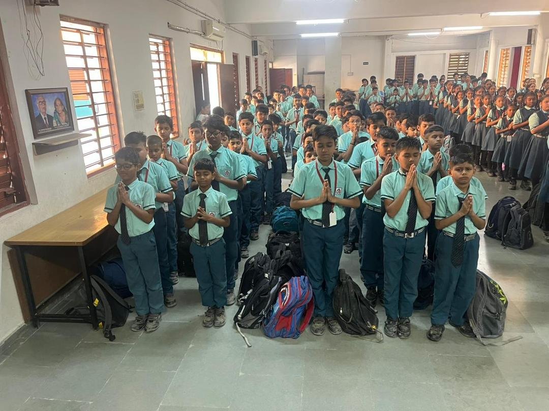 Students in morning prayer assembly