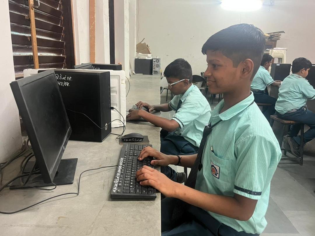 Student working on a computer