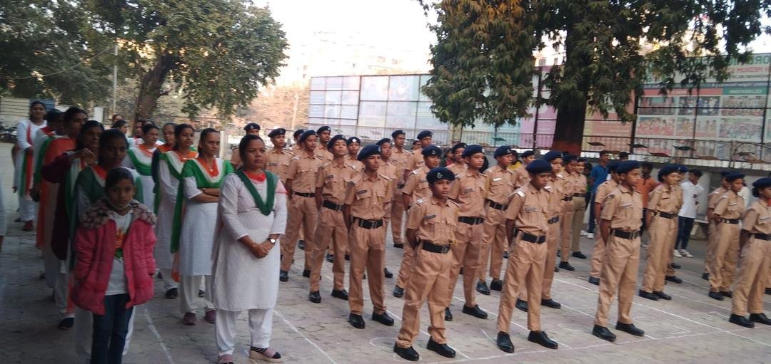 Student Police Cadets at a rally